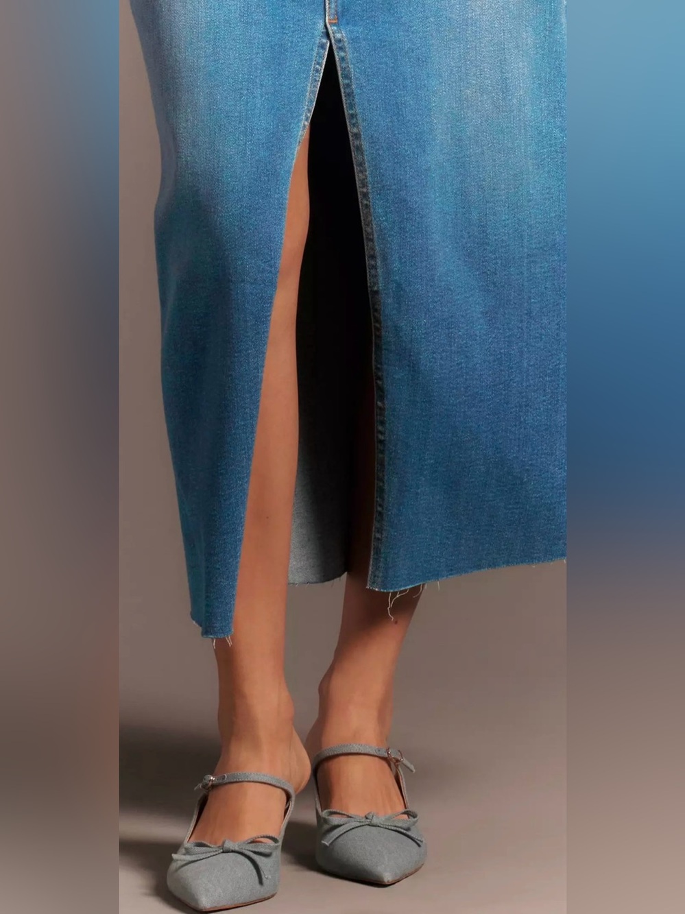 Anthropologie The Madi Front-Slit Denim Dress by Pilcro Sz Large Boho Beauty! - Picture 4 of 15